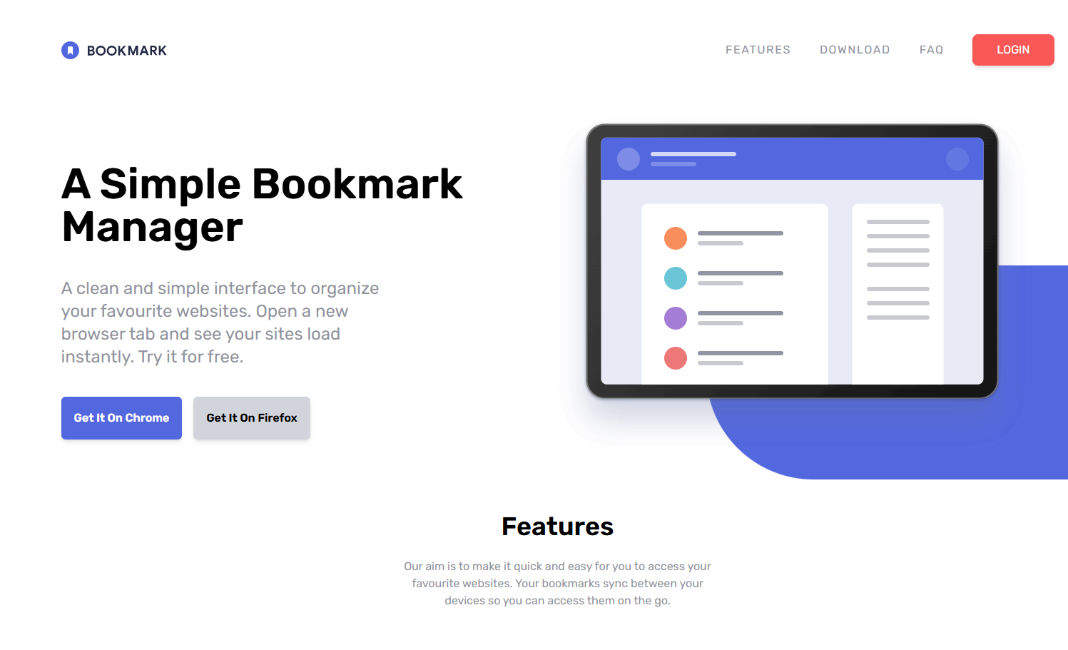Bookmark landing page