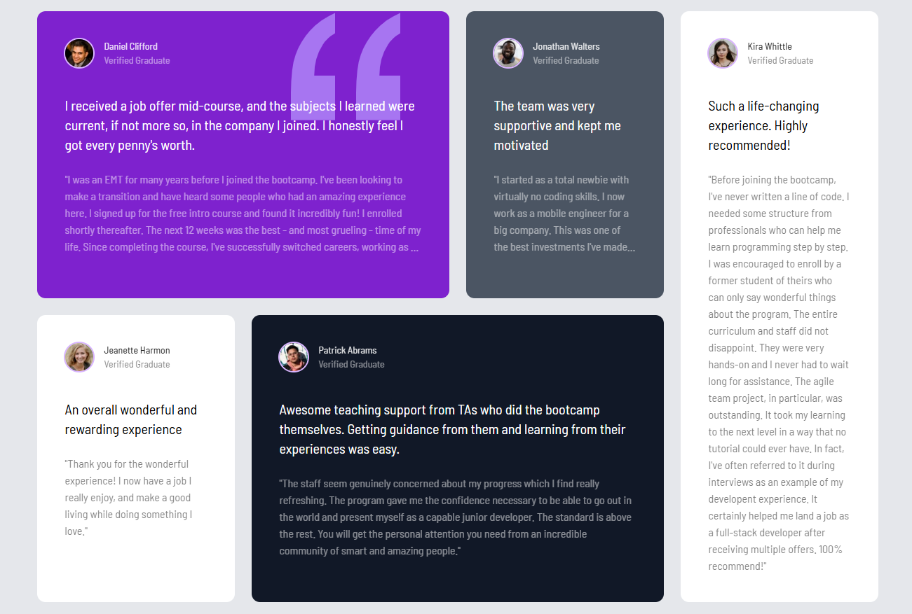 Testimonial grid